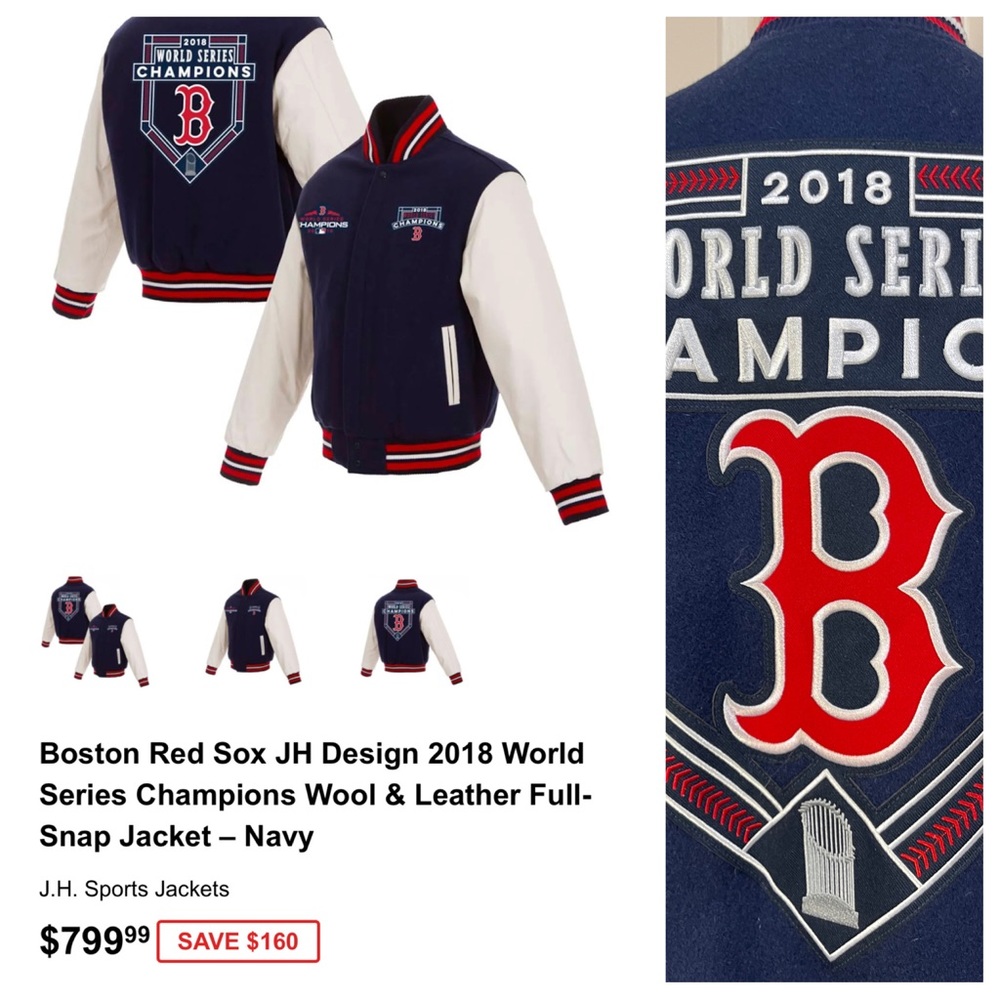 Boston Red Sox JH Design 2018 World Series Champions Wool & Leather Jacket
